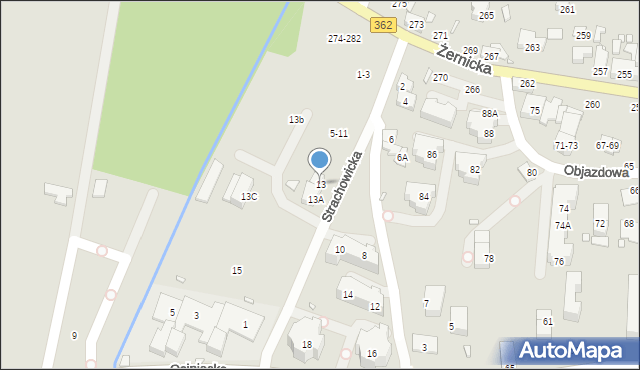 Wrocław, Strachowicka, 13, mapa Wrocławia