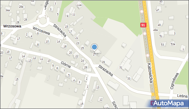 Wrzosowa, Strażacka, 27, mapa Wrzosowa