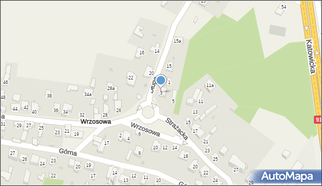 Wrzosowa, Strażacka, 3, mapa Wrzosowa