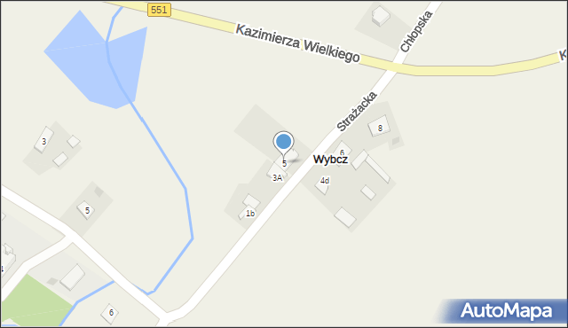 Wybcz, Strażacka, 5, mapa Wybcz