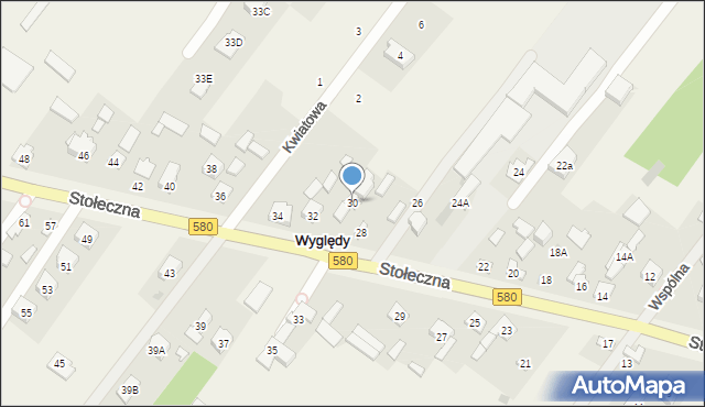 Wyględy, Stołeczna, 30, mapa Wyględy