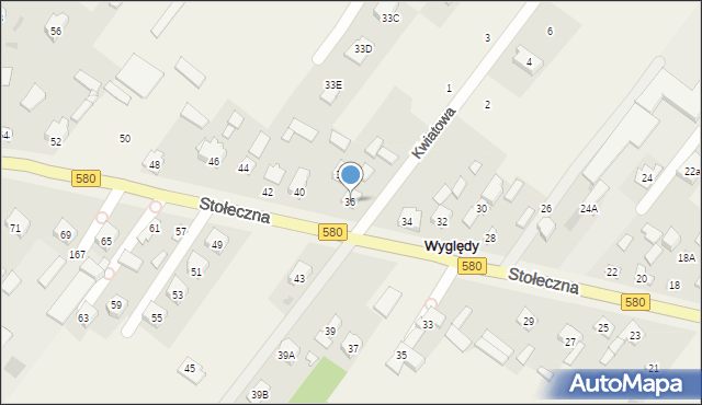 Wyględy, Stołeczna, 36, mapa Wyględy