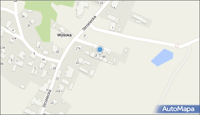 Wysoka, Strzelecka, 13, mapa Wysoka