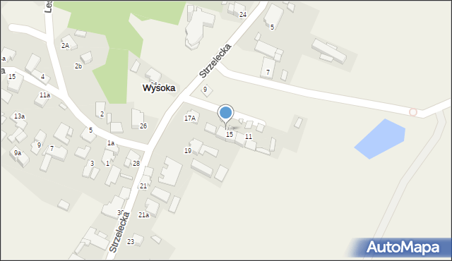 Wysoka, Strzelecka, 17, mapa Wysoka