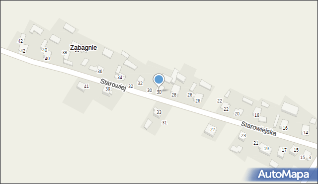 Zabagnie, Starowiejska, 30, mapa Zabagnie