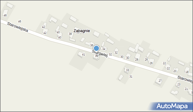 Zabagnie, Starowiejska, 39, mapa Zabagnie