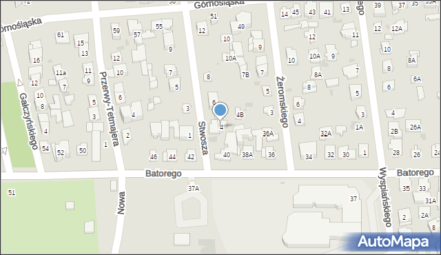 Ząbki, Stwosza Wita, 4, mapa Ząbki