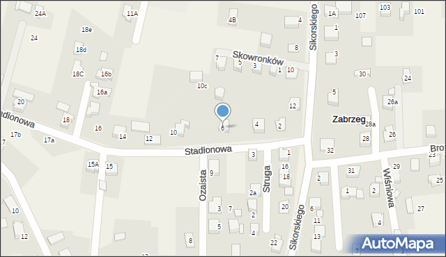 Zabrzeg, Stadionowa, 6, mapa Zabrzeg