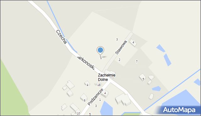 Zachełmie, Stawowa, 1, mapa Zachełmie