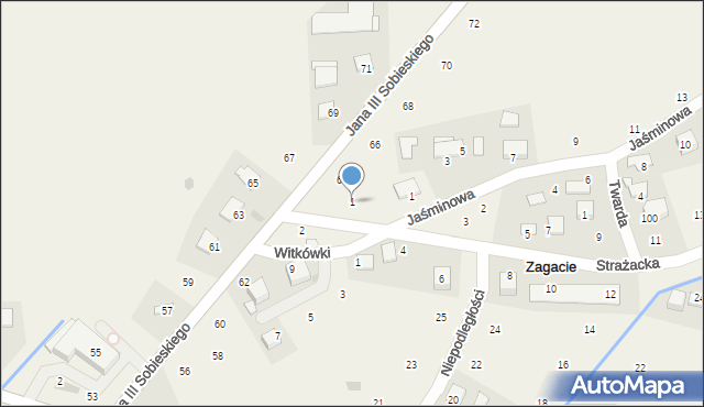 Zagacie, Strażacka, 1, mapa Zagacie