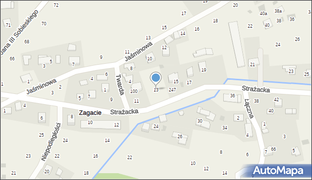 Zagacie, Strażacka, 13, mapa Zagacie