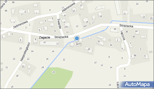 Zagacie, Strażacka, 24, mapa Zagacie