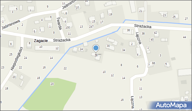 Zagacie, Strażacka, 26, mapa Zagacie