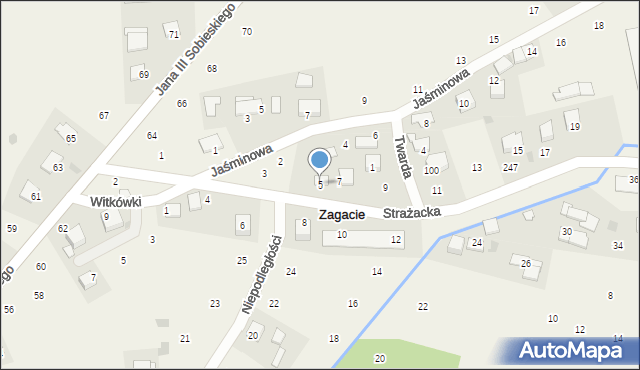 Zagacie, Strażacka, 5, mapa Zagacie