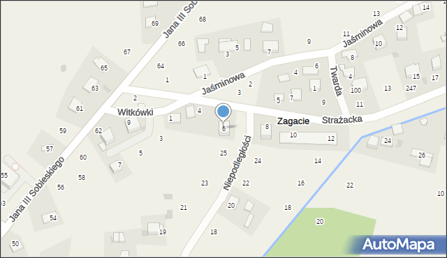 Zagacie, Strażacka, 6, mapa Zagacie