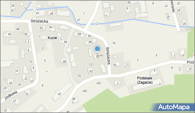 Zagacie, Strażacka, 62, mapa Zagacie