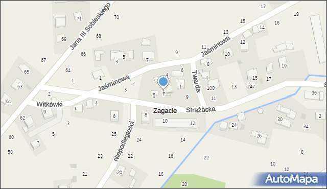 Zagacie, Strażacka, 7, mapa Zagacie