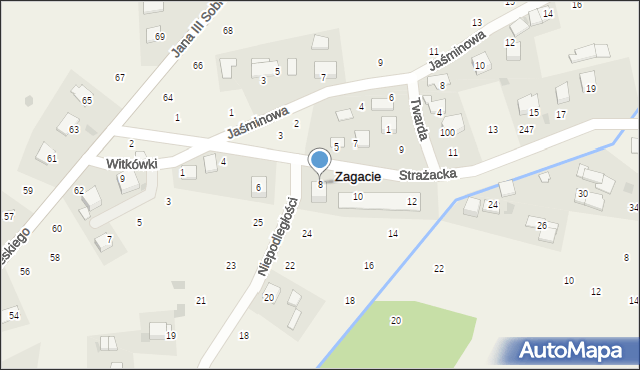 Zagacie, Strażacka, 8, mapa Zagacie