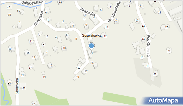 Zagórnik, Strażacka, 11, mapa Zagórnik