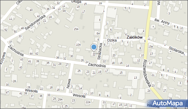 Zaklików, Strażacka, 12, mapa Zaklików