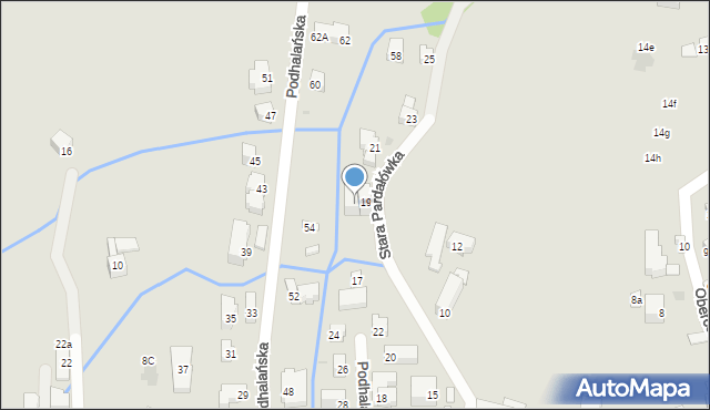 Zakopane, Stara Pardałówka, 19a, mapa Zakopanego