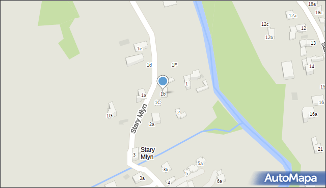 Zakopane, Stary Młyn, 1b, mapa Zakopanego