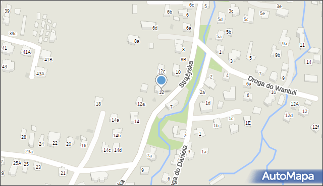 Zakopane, Strążyska, 12, mapa Zakopanego