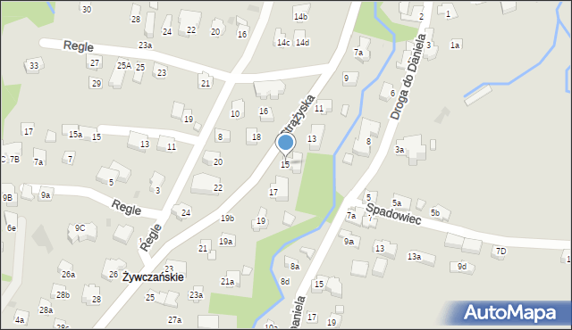 Zakopane, Strążyska, 15, mapa Zakopanego