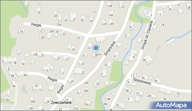 Zakopane, Strążyska, 18, mapa Zakopanego