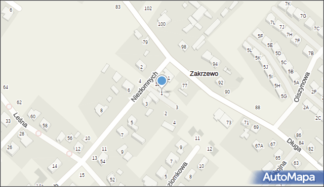 Zakrzewo, Strażacka, 1, mapa Zakrzewo