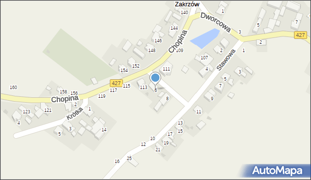 Zakrzów, Stawowa, 6, mapa Zakrzów