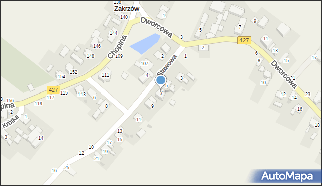 Zakrzów, Stawowa, 7, mapa Zakrzów