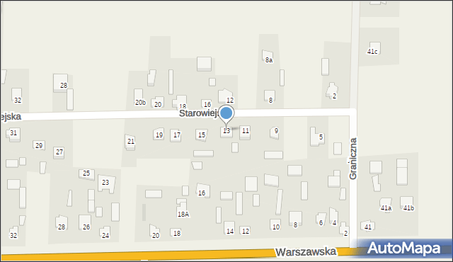 Zalesie, Starowiejska, 13, mapa Zalesie