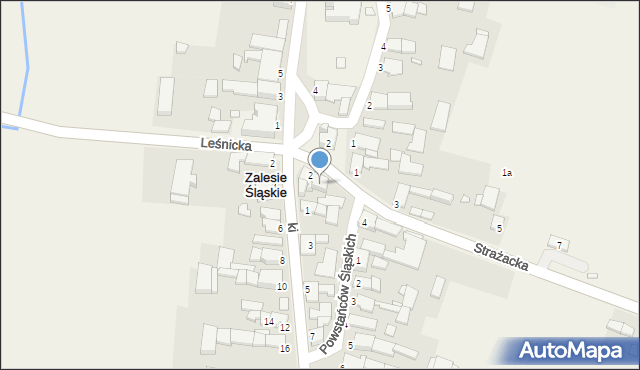 Zalesie Śląskie, Strażacka, 2a, mapa Zalesie Śląskie