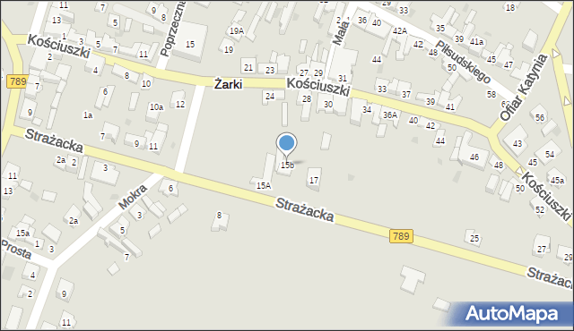 Żarki, Strażacka, 15b, mapa Żarki