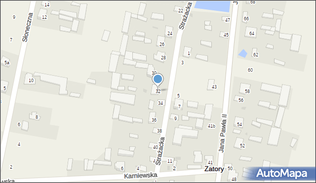 Zatory, Strażacka, 32, mapa Zatory