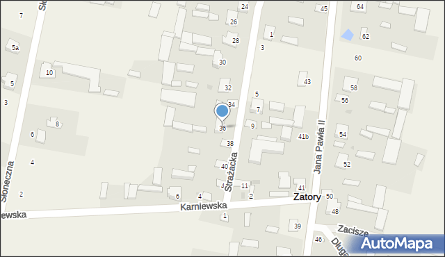 Zatory, Strażacka, 36, mapa Zatory