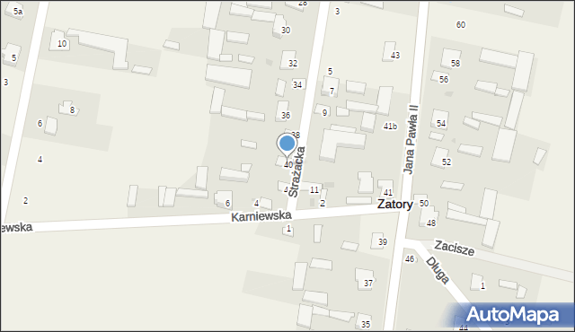 Zatory, Strażacka, 40, mapa Zatory