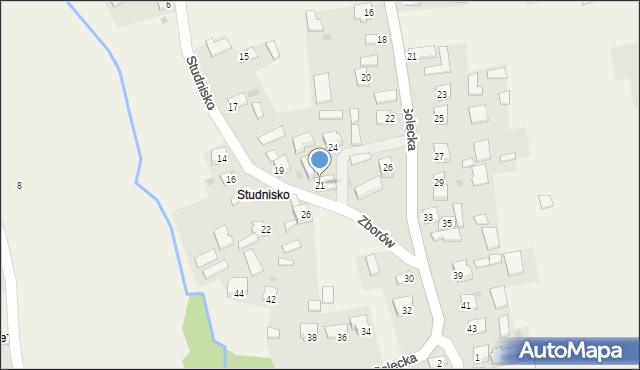 Zborów, Studnisko, 21, mapa Zborów