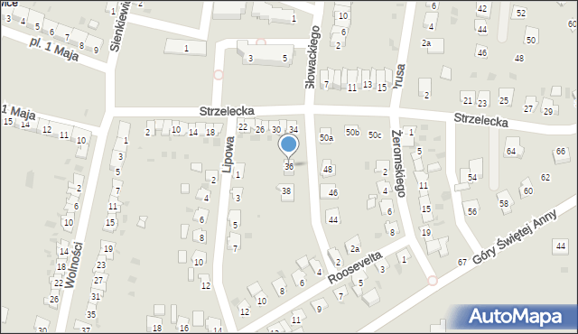 Zdzieszowice, Strzelecka, 36, mapa Zdzieszowice