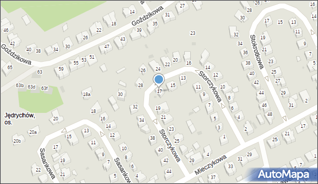 Zielona Góra, Storczykowa, 17, mapa Zielona Góra