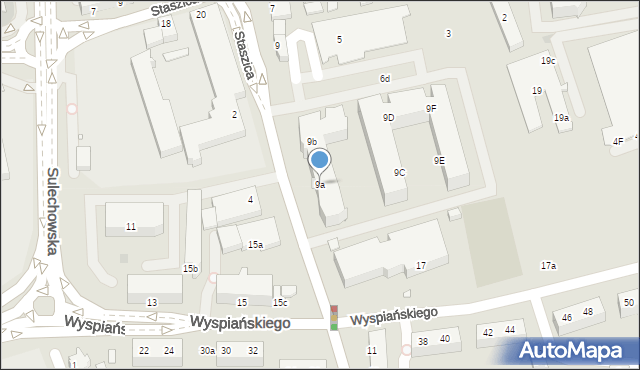 Zielona Góra, Staszica Stanisława, 9a, mapa Zielona Góra