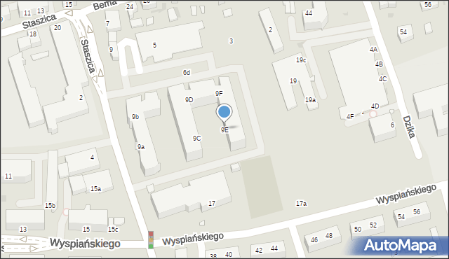 Zielona Góra, Staszica Stanisława, 9E, mapa Zielona Góra