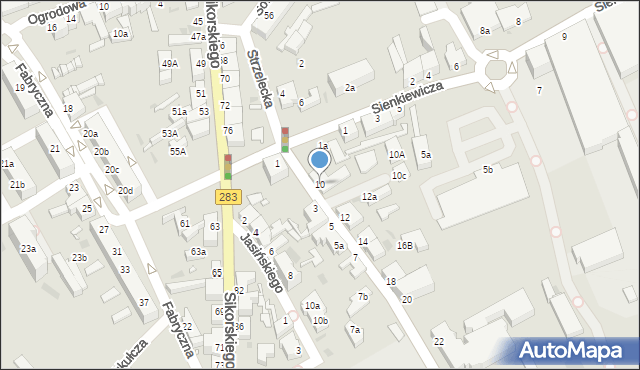 Zielona Góra, Strzelecka, 10, mapa Zielona Góra