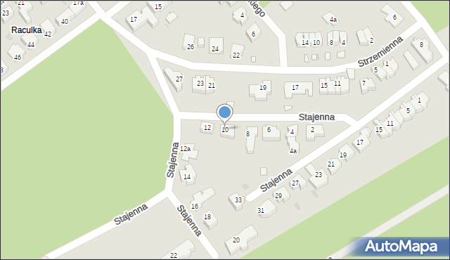 Zielona Góra, Stajenna, 10, mapa Zielona Góra