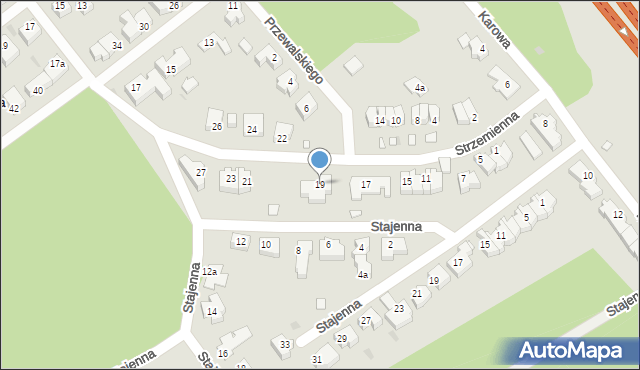 Zielona Góra, Strzemienna, 19, mapa Zielona Góra