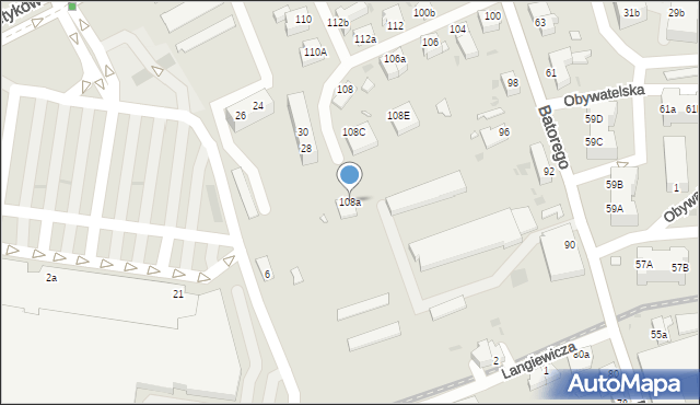 Zielona Góra, Stefana Batorego, 108a, mapa Zielona Góra