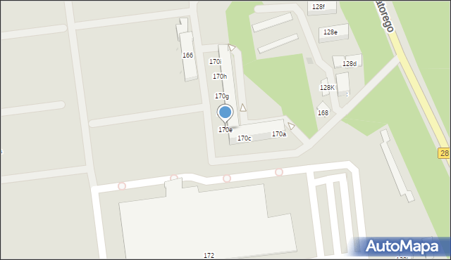 Zielona Góra, Stefana Batorego, 170e, mapa Zielona Góra