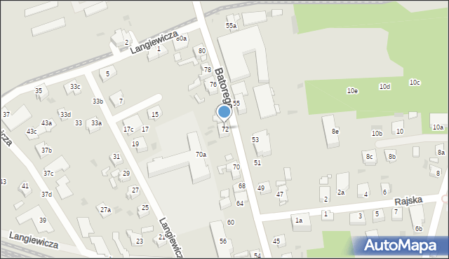 Zielona Góra, Stefana Batorego, 72, mapa Zielona Góra