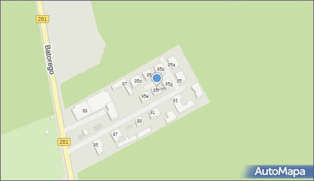 Zielona Góra, Stefana Batorego, 95f, mapa Zielona Góra